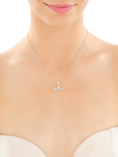 Rhodium Plated Silver Pendant with Cubic Zirconia