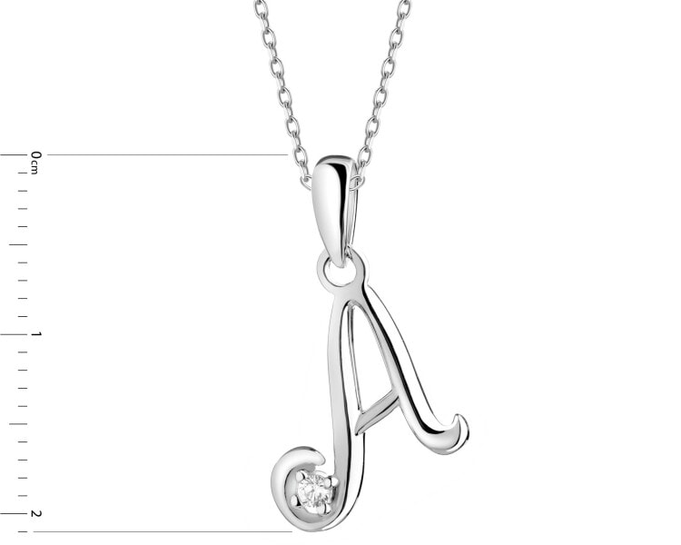 Rhodium Plated Silver Pendant with Cubic Zirconia