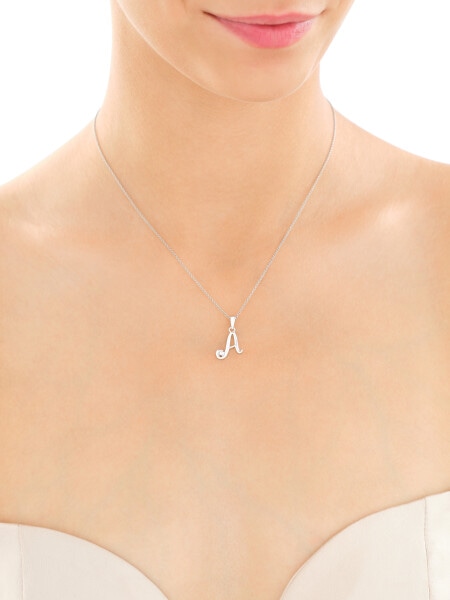 Rhodium Plated Silver Pendant with Cubic Zirconia