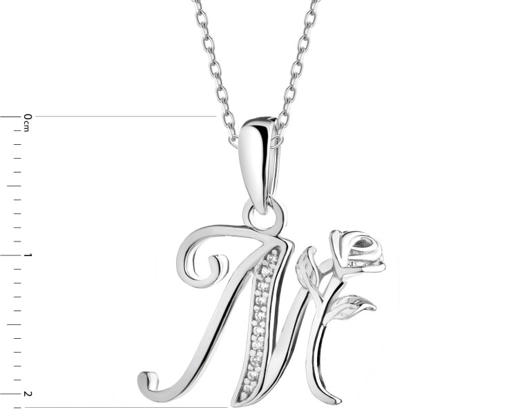 Rhodium Plated Silver Pendant with Cubic Zirconia