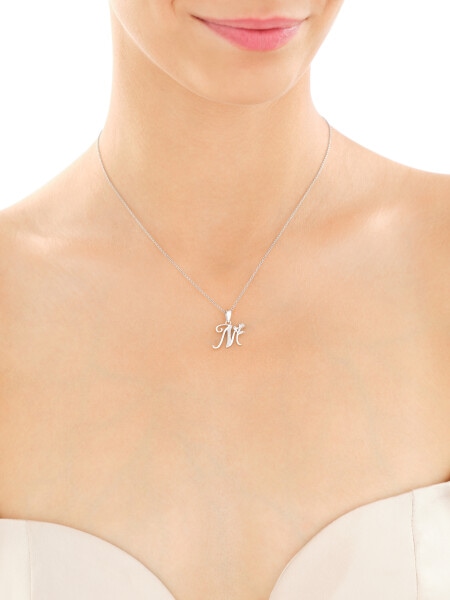 Rhodium Plated Silver Pendant with Cubic Zirconia