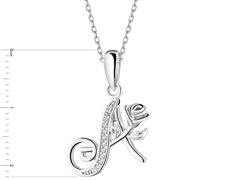 Rhodium Plated Silver Pendant with Cubic Zirconia