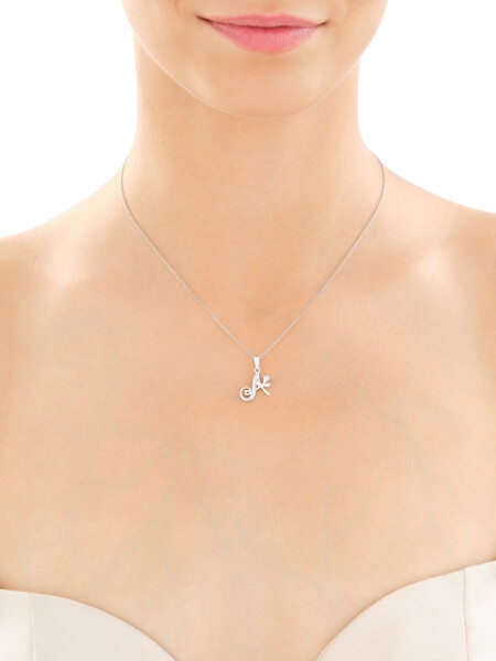 Rhodium Plated Silver Pendant with Cubic Zirconia