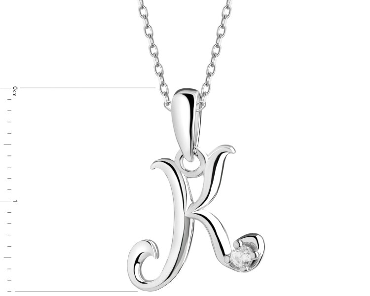 Rhodium Plated Silver Pendant with Cubic Zirconia