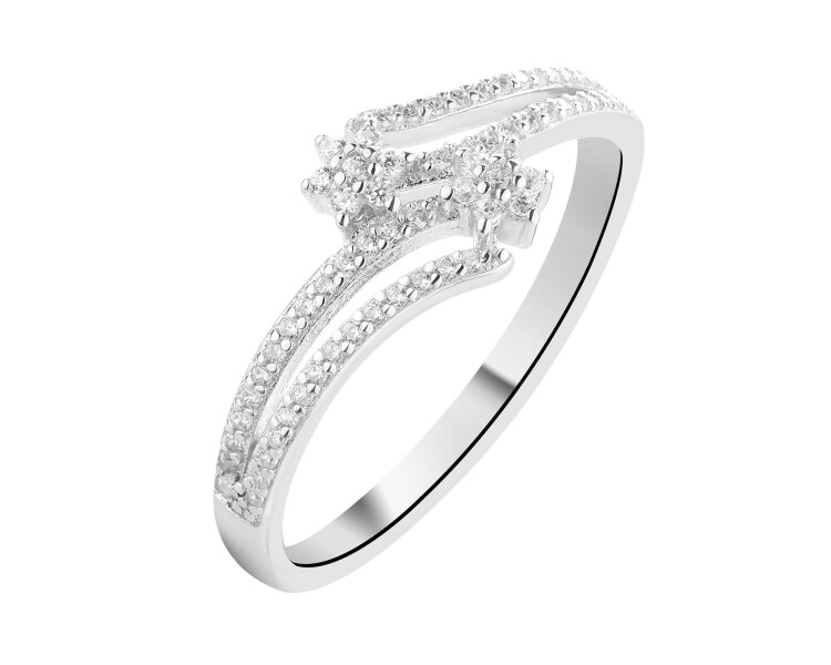 Rhodium Plated Silver Ring with Cubic Zirconia