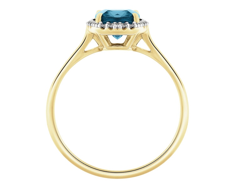 14 K Rhodium-Plated Yellow Gold Ring - fineness 14 K
