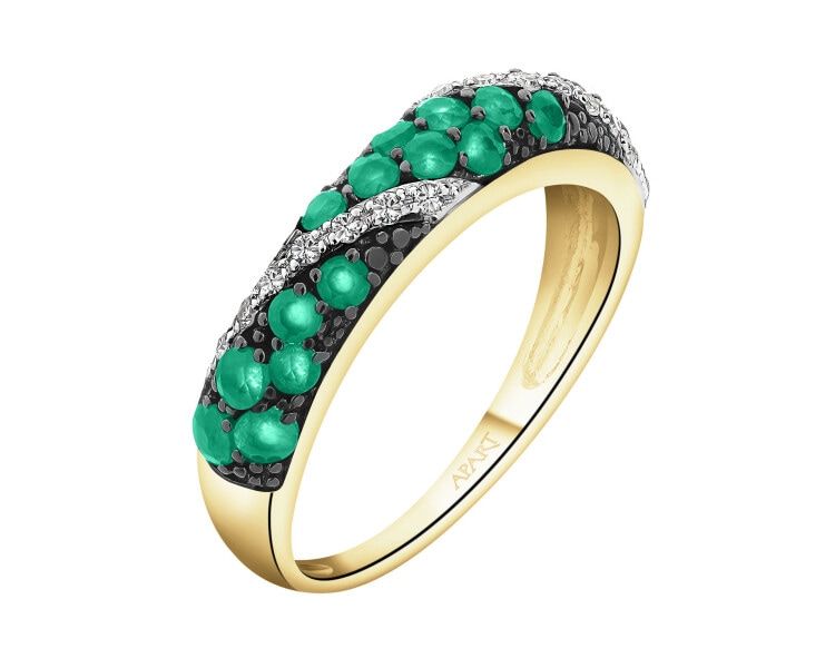 14 K Rhodium-Plated Yellow Gold Ring - fineness 14 K