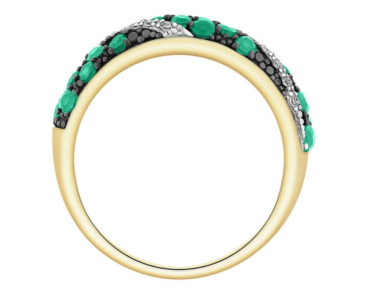 14 K Rhodium-Plated Yellow Gold Ring - fineness 14 K