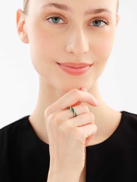 14 K Rhodium-Plated Yellow Gold Ring - fineness 14 K