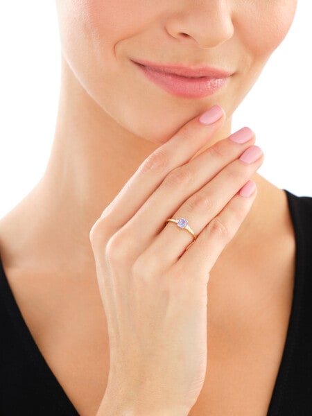 14 K Rhodium-Plated Yellow Gold Ring - fineness 14 K