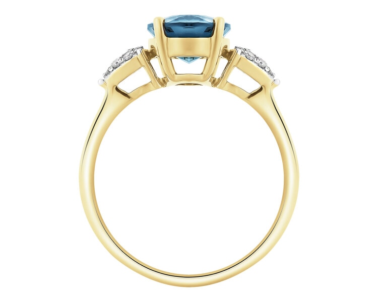 14 K Rhodium-Plated Yellow Gold Ring - fineness 14 K