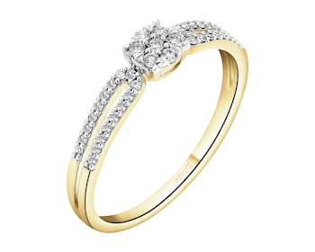 Pierścionek z żółtego złota z diamentami - 0,15 ct - próba 585