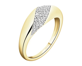 Pierścionek z żółtego złota z diamentami - 0,15 ct - próba 585