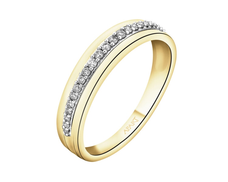 Pierścionek z żółtego złota z diamentami - 0,10 ct - próba 585