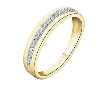 Pierścionek z żółtego złota z diamentami - 0,10 ct - próba 585