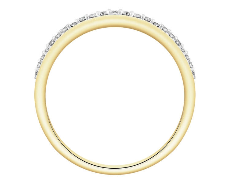 Pierścionek z żółtego złota z diamentami - 0,10 ct - próba 585