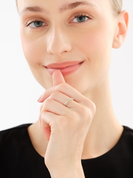 Pierścionek z żółtego złota z diamentami - 0,10 ct - próba 585