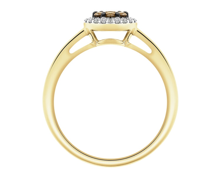 14 K Rhodium-Plated Yellow Gold Ring - 0,25 ct - fineness 14 K