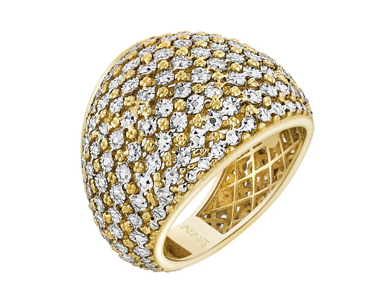 14 K Rhodium-Plated Yellow Gold Ring