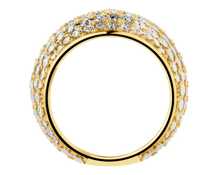 14 K Rhodium-Plated Yellow Gold Ring