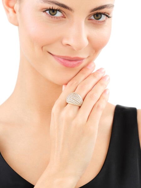 14 K Rhodium-Plated Yellow Gold Ring