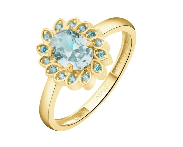 8 K Yellow Gold Ring with Cubic Zirconia