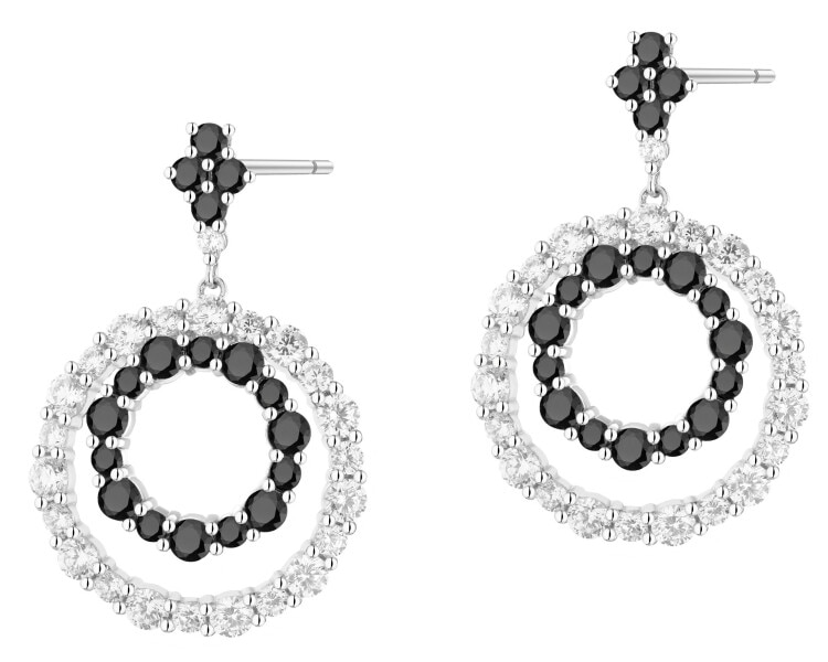 Rhodium Plated Silver Dangling Earring with Cubic Zirconia
