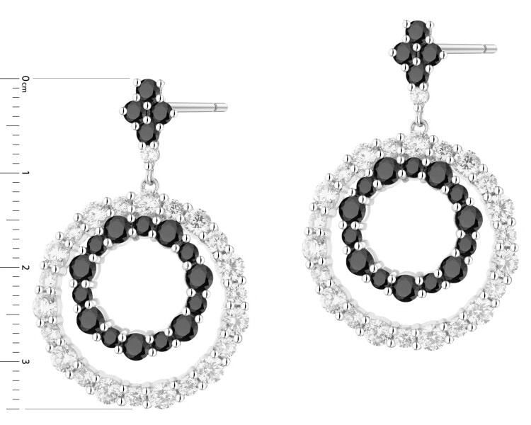 Rhodium Plated Silver Dangling Earring with Cubic Zirconia