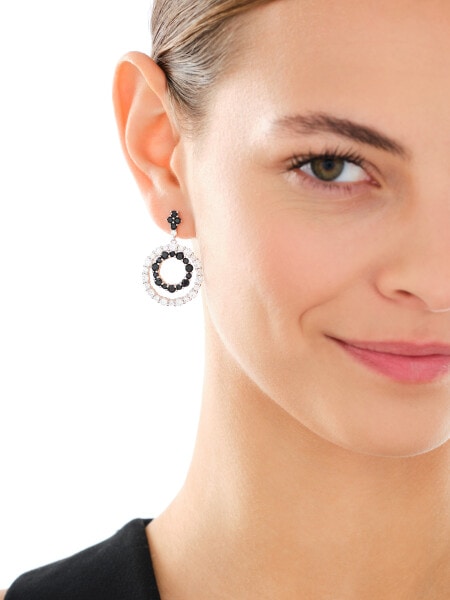 Rhodium Plated Silver Dangling Earring with Cubic Zirconia
