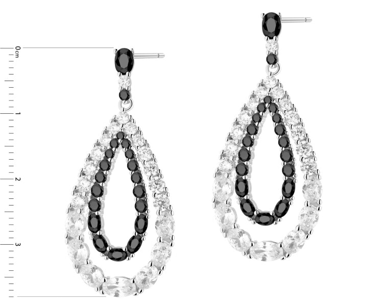 Rhodium Plated Silver Dangling Earring with Cubic Zirconia