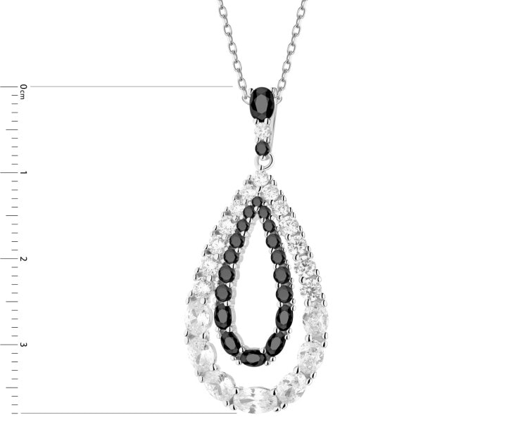Rhodium Plated Silver Pendant with Cubic Zirconia
