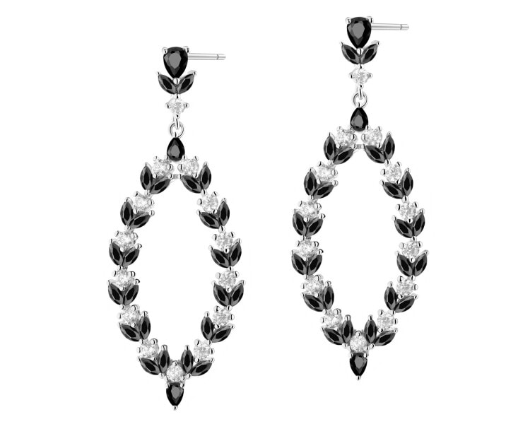 Rhodium Plated Silver Dangling Earring with Cubic Zirconia