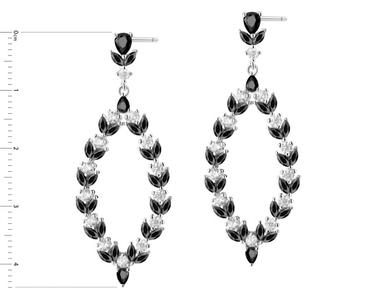 Rhodium Plated Silver Dangling Earring with Cubic Zirconia