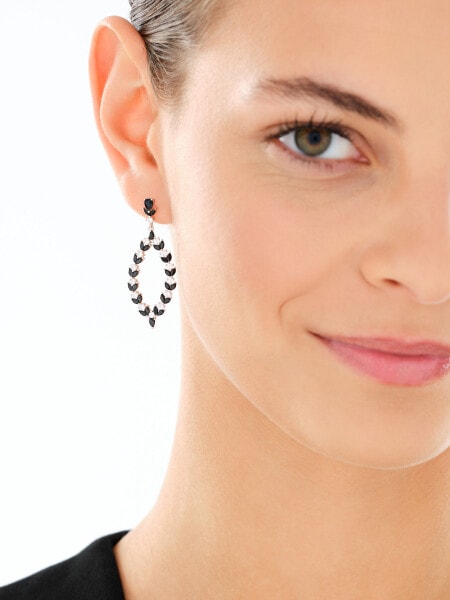 Rhodium Plated Silver Dangling Earring with Cubic Zirconia