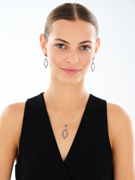 Rhodium Plated Silver Dangling Earring with Cubic Zirconia