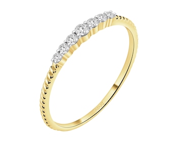 Pierścionek z żółtego złota z brylantami - 0,13 ct - próba 585