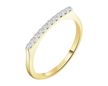 Pierścionek z żółtego złota z brylantami - 0,14 ct - próba 585