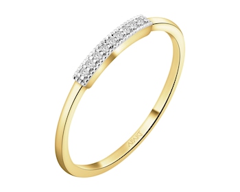 Pierścionek z żółtego złota z brylantami - 0,04 ct - próba 585