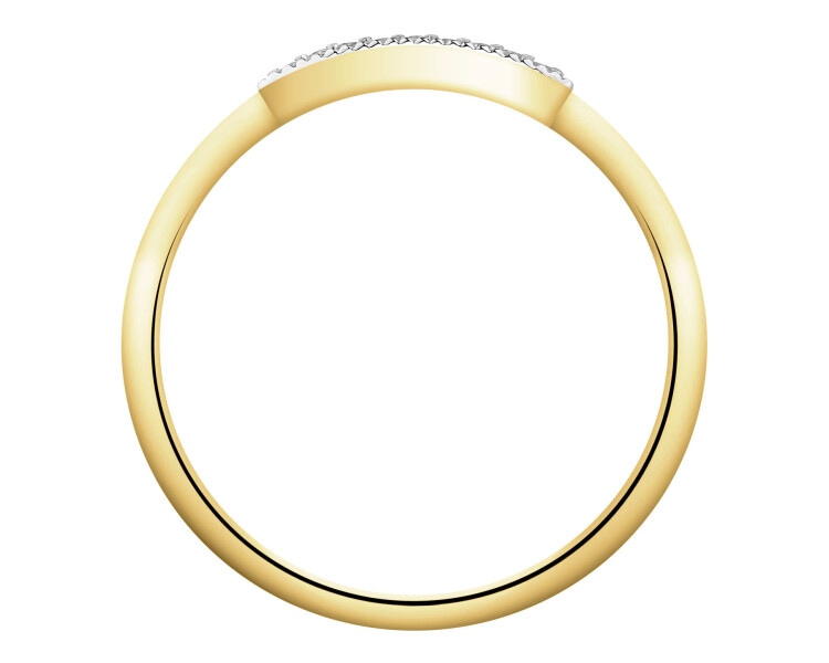 14 K Rhodium-Plated Yellow Gold Ring with Diamonds - 0,04 ct - fineness 14 K