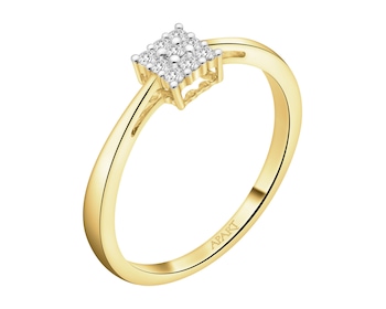 Pierścionek z żółtego złota z brylantami - 0,09 ct - próba 585