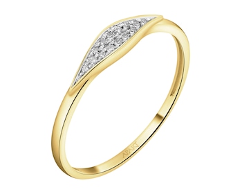Pierścionek z żółtego złota z diamentami - 0,03 ct - próba 375