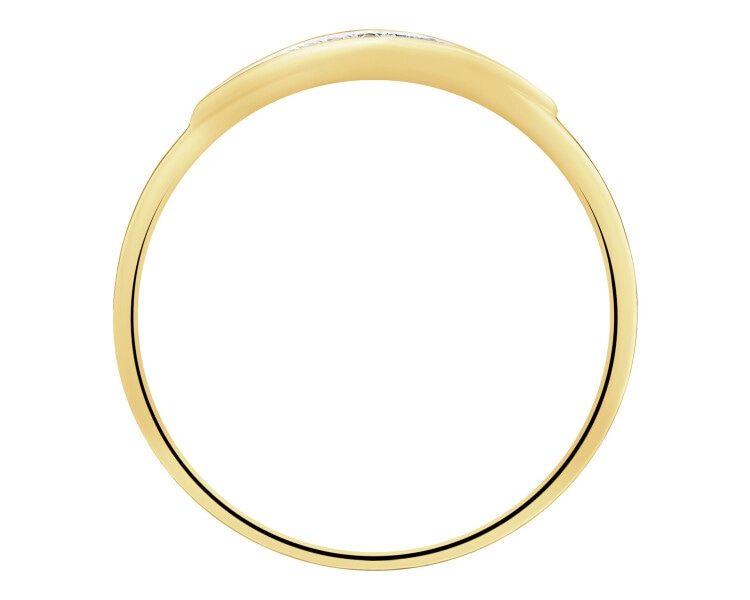 9 K Rhodium-Plated Yellow Gold Ring with Diamonds - 0,03 ct - fineness 9 K