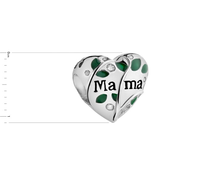 Rhodium Plated Silver Pendant with Cubic Zirconia