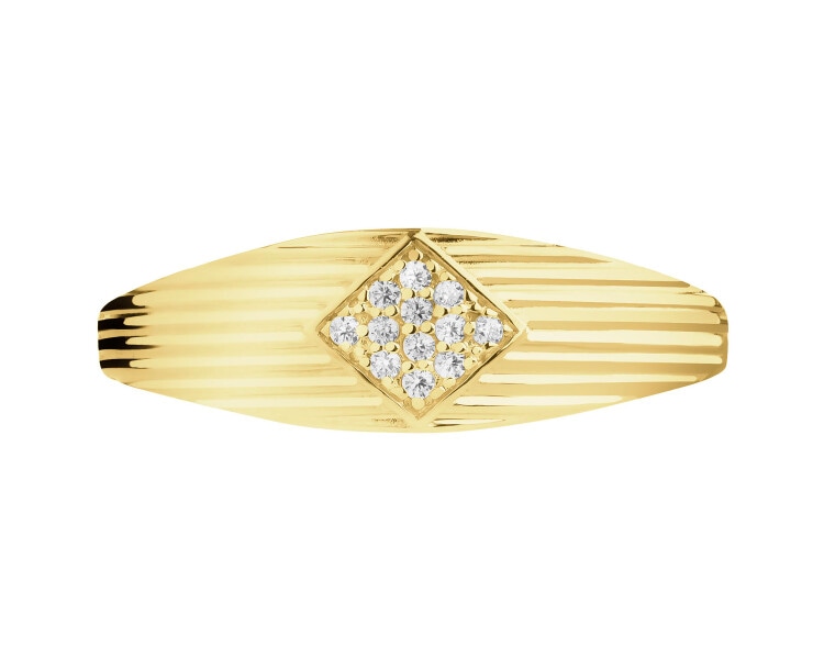 14 K Yellow Gold Band Ring with Cubic Zirconia