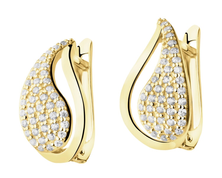 14 K Yellow Gold Earrings with Cubic Zirconia
