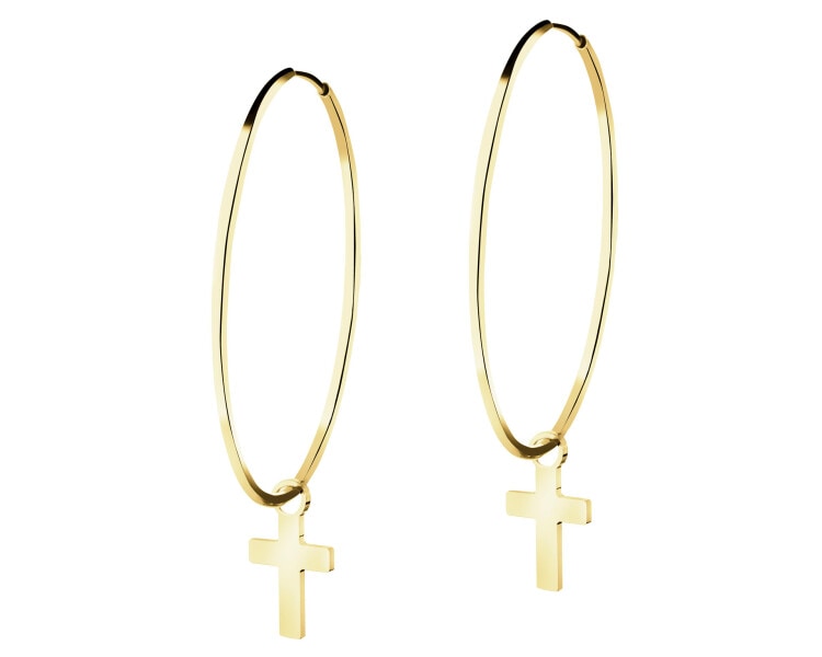 Złote kolczyki - koła, krzyże