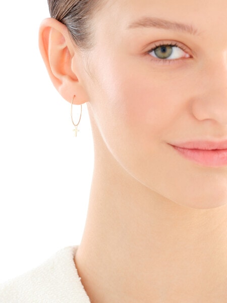 Złote kolczyki - koła, krzyże