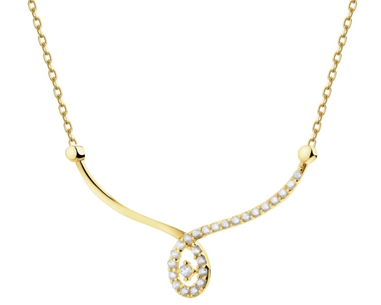 9 K Yellow Gold Necklace with Cubic Zirconia