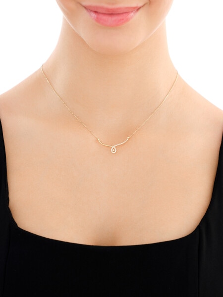 9 K Yellow Gold Necklace with Cubic Zirconia