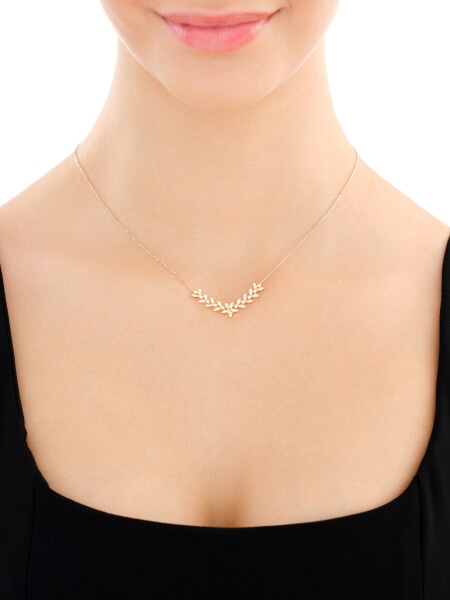 9 K Yellow Gold Necklace with Cubic Zirconia